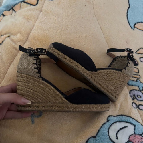 Black summer espadrille pumps used, size 39