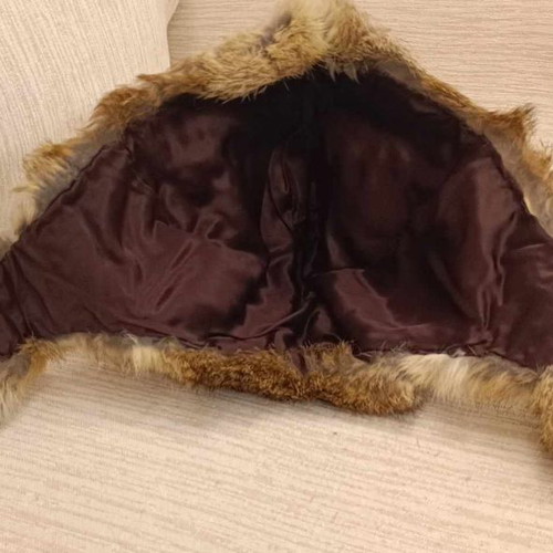 Fur hat used brown made of natural hair