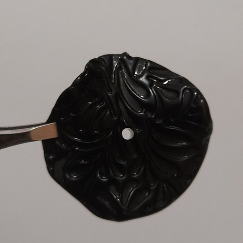 Decorative button dark brown with glossy embossed design new