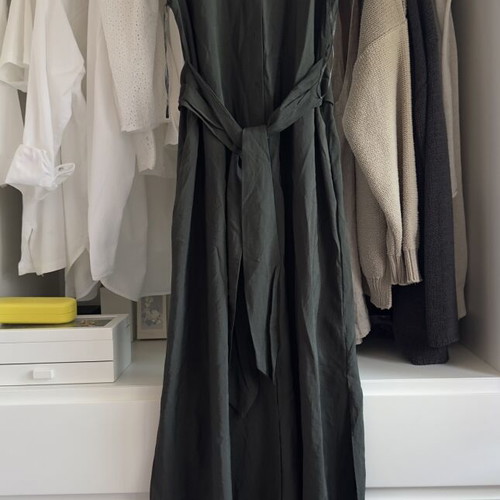 Massimo Dutti sleeveless dress with belt, green