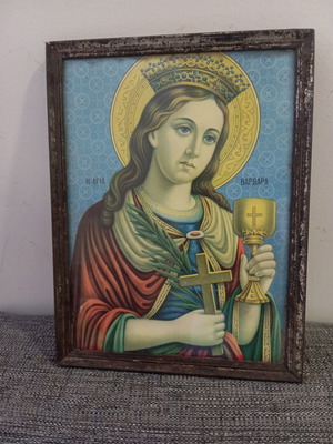 Vintage λιθογραφία σε μεταλλική κορνίζα με γυαλί μεταχειρισμένη