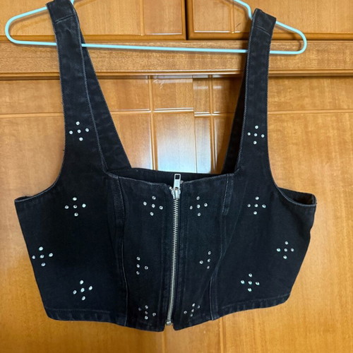 Monki denim bustier new unworn black size M