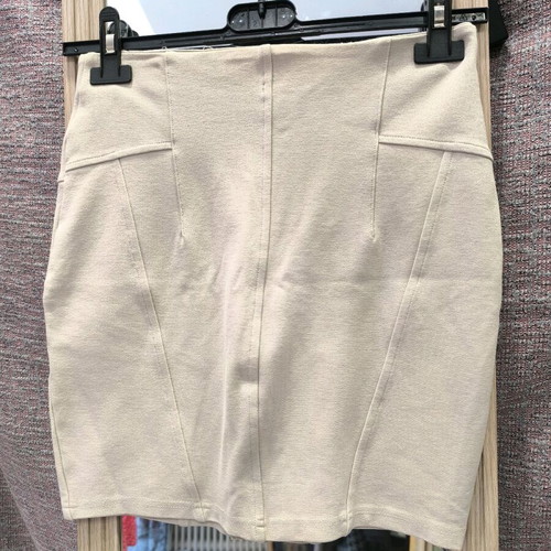 Stradivarius fitted mini skirt used, beige, size medium