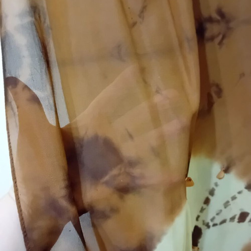 Mad Hat Scarf-Pareo new, beige and brown with bone leaf charms