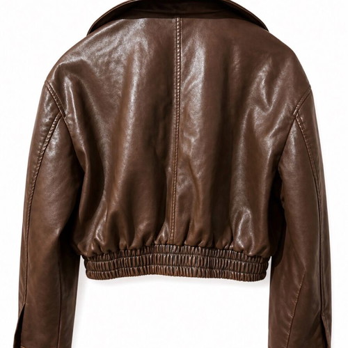 Brown leather jacket used, size M