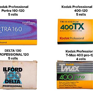 Kodak Portra 160 + Kodak Professional Tri-X 400 + Kodak TMAX 400  + Ilford Delta 100 Professional