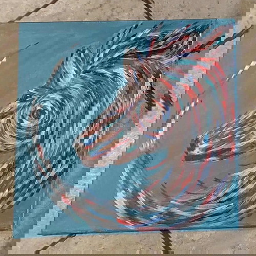 Ελαιογραφία Το Άλογο καινούργια, 40x40 εκ