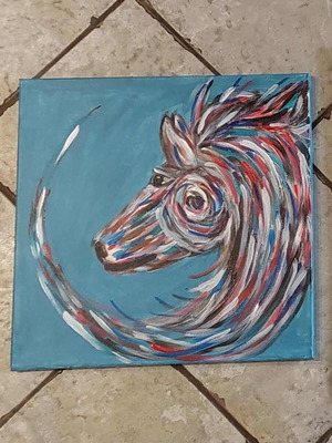 Ελαιογραφία Το Άλογο καινούργια, 40x40 εκ