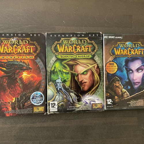 World of WarCraft PC DVD used, set of 3 expansions