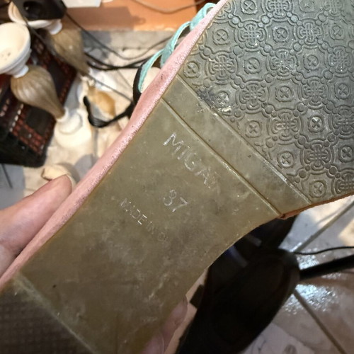 Migato πλατφόρμες wedges μέγεθος 37 μεταχειρισμένες, ροζ-λιλά με τιρκουάζ λουράκια