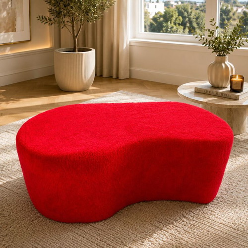 Teddy Bouclé Pouf Bench red 110x60x40cm new