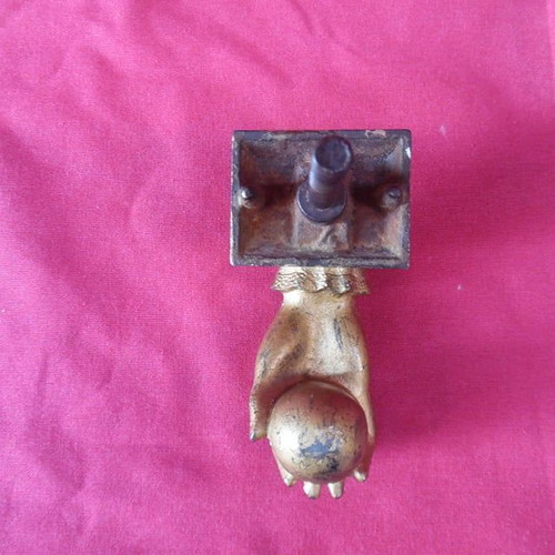 Door knocker hand used, old, length 13 cm