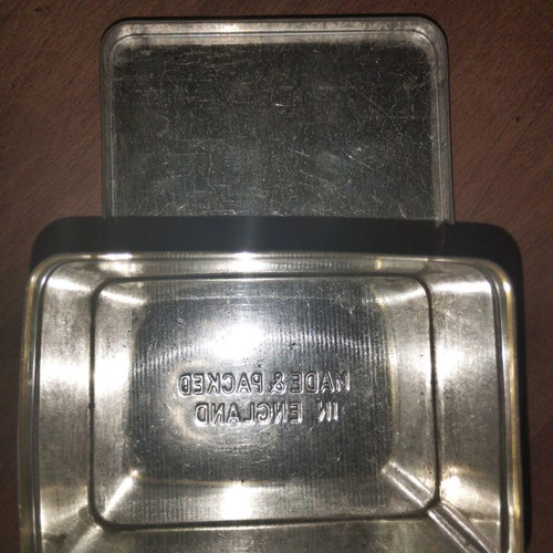 Vintage Ridgways H.M.B. metal tea tin used
