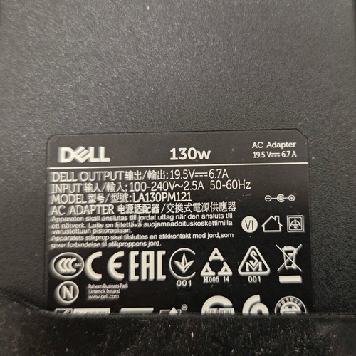 Dell charger 19.5V 6.7A 130W like new, models LA130PM121/HA130PM160/DA130PE1-00