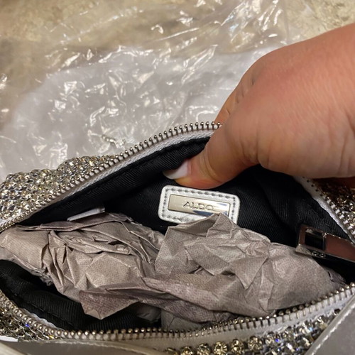 Cocktail bag Aldo shoulder silver new with strass