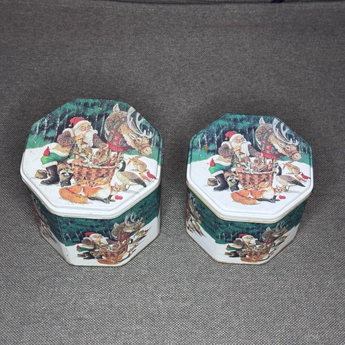 Christmas metal boxes used, set of 2 pieces