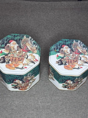 Christmas metal boxes used, set of 2 pieces