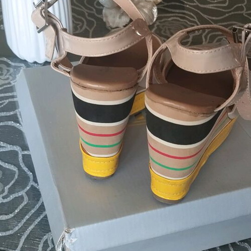 Platform shoes used with 12cm heel, size 38, beige multicolor