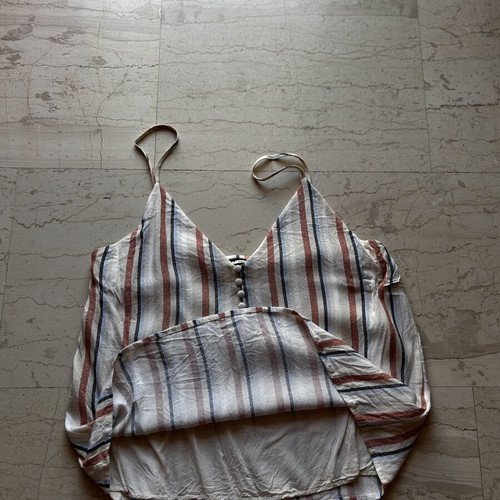 Striped Stradivarius top like new, size L, beige and brown