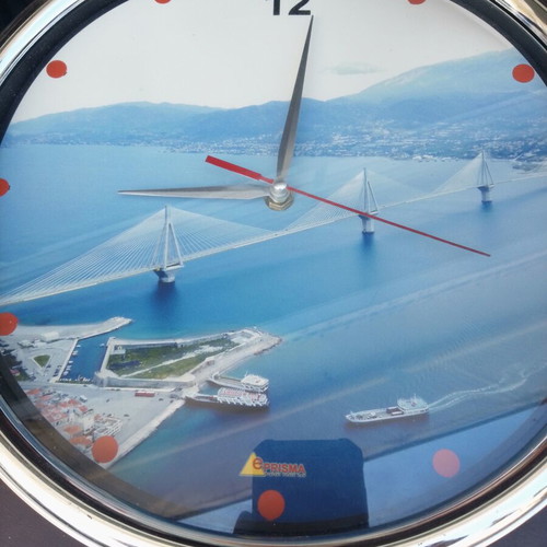 Wall clock Rio Antirrio bridge used, 32 cm diameter