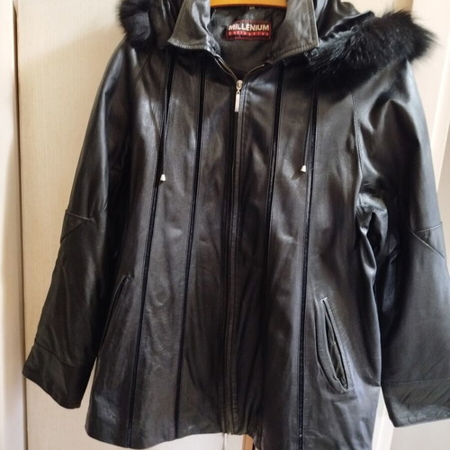 Vintage Leather Millenium Jacket Large with Genuine Lamb Leather and Natural Fur