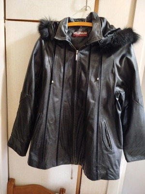 Vintage Leather Millenium Jacket Large with Genuine Lamb Leather and Natural Fur