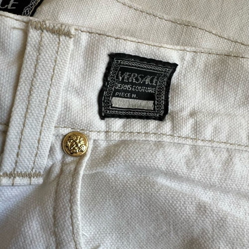 Versace jeans beige cotton-linen pants like new with Medusa detail