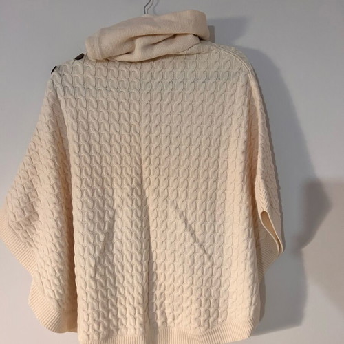 Massimo Dutti cream pleated poncho like new with leather details
