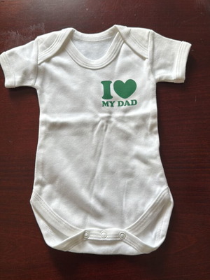 Baby bodysuit 0-3 months 100% organic cotton I love my dad new