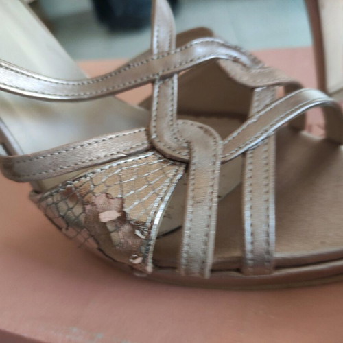 Tsakiris gold sandals used, size 39, with wear marks
