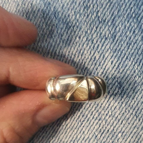 Silver gold ring 925 silver with 14K gold used, size 53