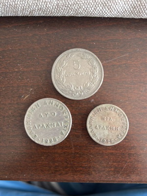 Collectible drachma coins like new 5/2/1