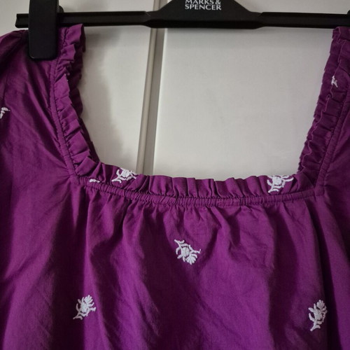 Cotton embroidered top Marks & Spencer like new, size XXL, purple