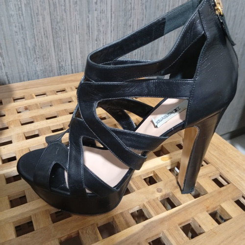 Kalogirou women's leather sandals black size 39 used, heel height 13 cm