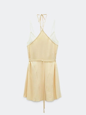 Zara lingerie dress with lace, yellow