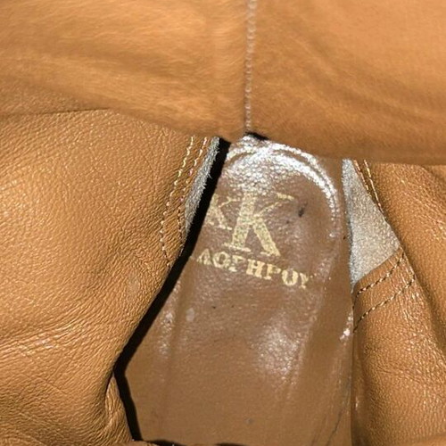 Kalogiou vintage leather cowboy western boots tan brown used size 38