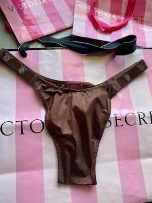 Victoria’s Secret прашки thong mocha кафяв размер small сатен