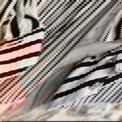 Ριγέ Πουκάμισο Bershka Μεταχειρισμένο, Μέγεθος M, Μαύρο και Άσπρο