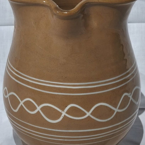 Clay Jug new with decorative pattern, 19 cm height