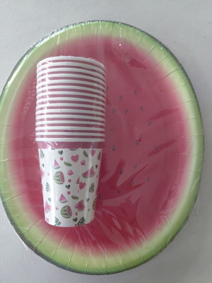 Watermelon paper plates and cups set