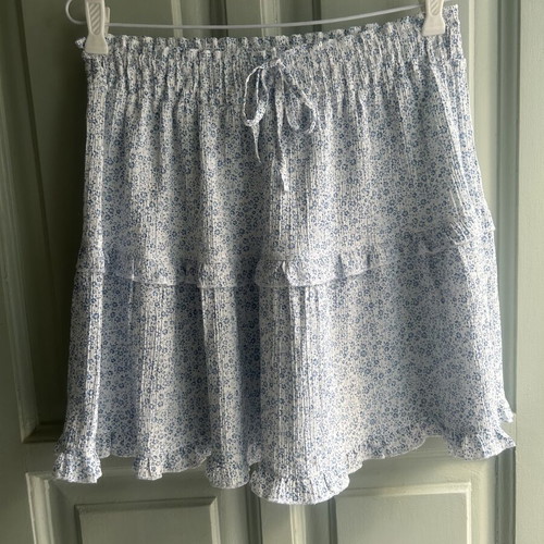 Primark floral mini skirt white with ruffles XS-S like new