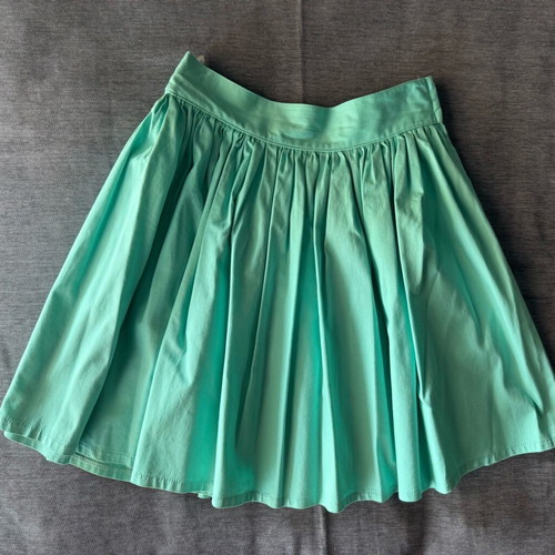 Handmade pleated skirt green, cotton, size Small, like new