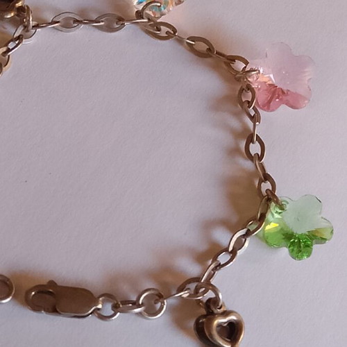 925 silver bracelet with multicolored Swarovski crystals, 18 cm