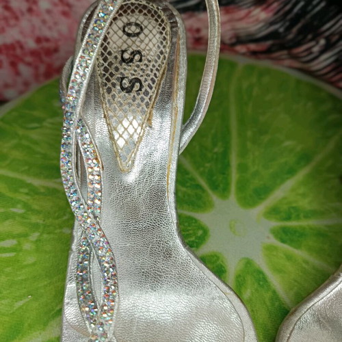 Silver Strappy Rhinestone Heels O.S.S. like new, size 39