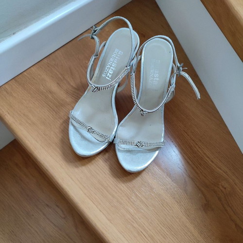 Anastazi Bournazos leather silver sandals with rhinestones size 36