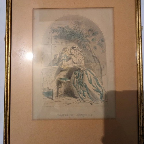 Set of 4 flower engravings like new