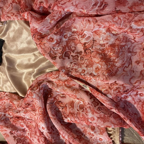 Lynne boho set with skirt and crop jacket, like new, white and pink