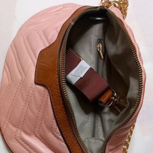 Crossbody bag new pink-brown with short and long strap
