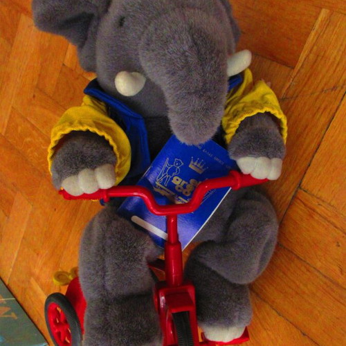 Elephant cyclist wind-up 40cm from el Greco new
