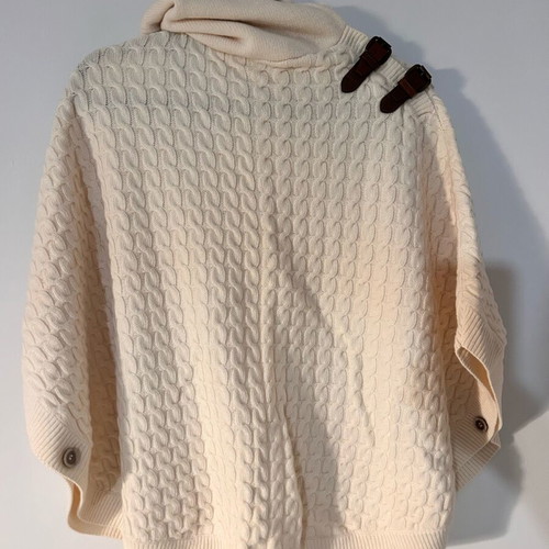 Massimo Dutti cream pleated poncho like new with leather details